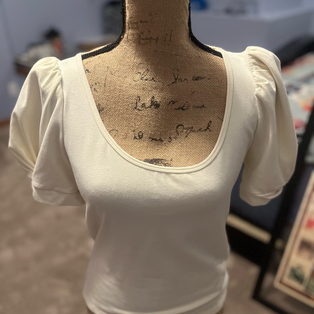 Elegant Cream Puff Sleeve Top